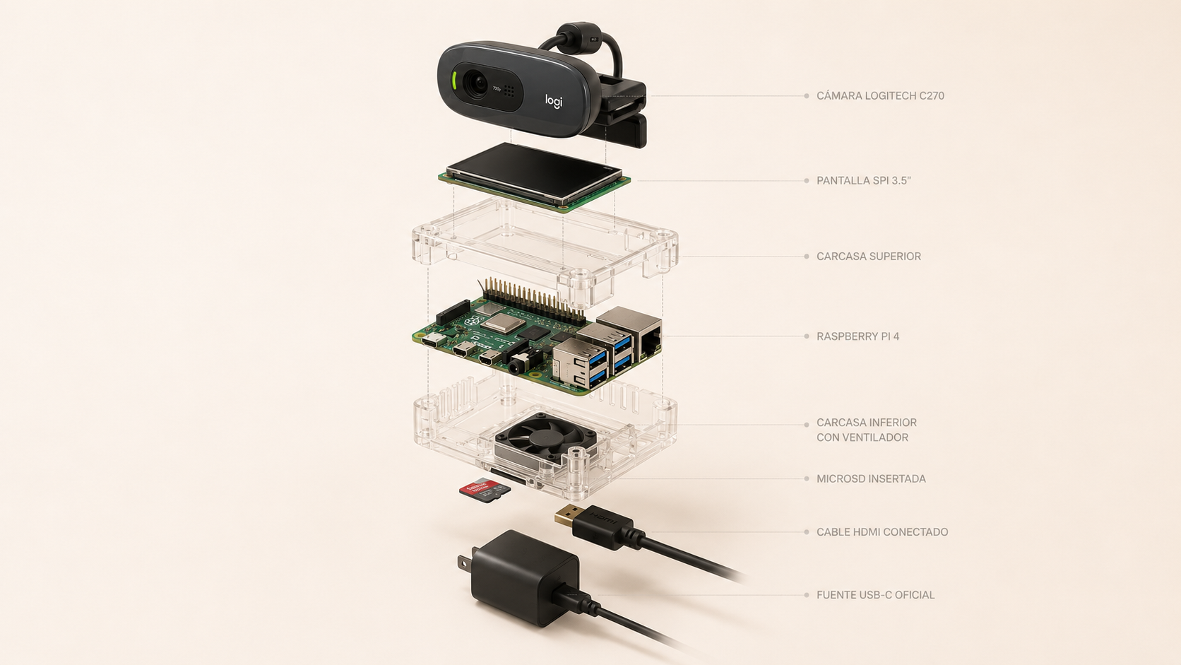 Componentes del sistema KEYON desglosados